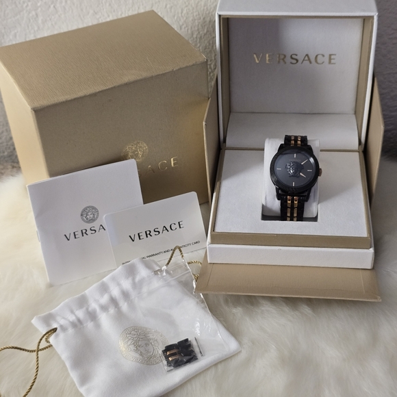 Versace Palazzo Empire Black Dial Two Tone Steel Strap Watch for Men's - Picture 3 of 17